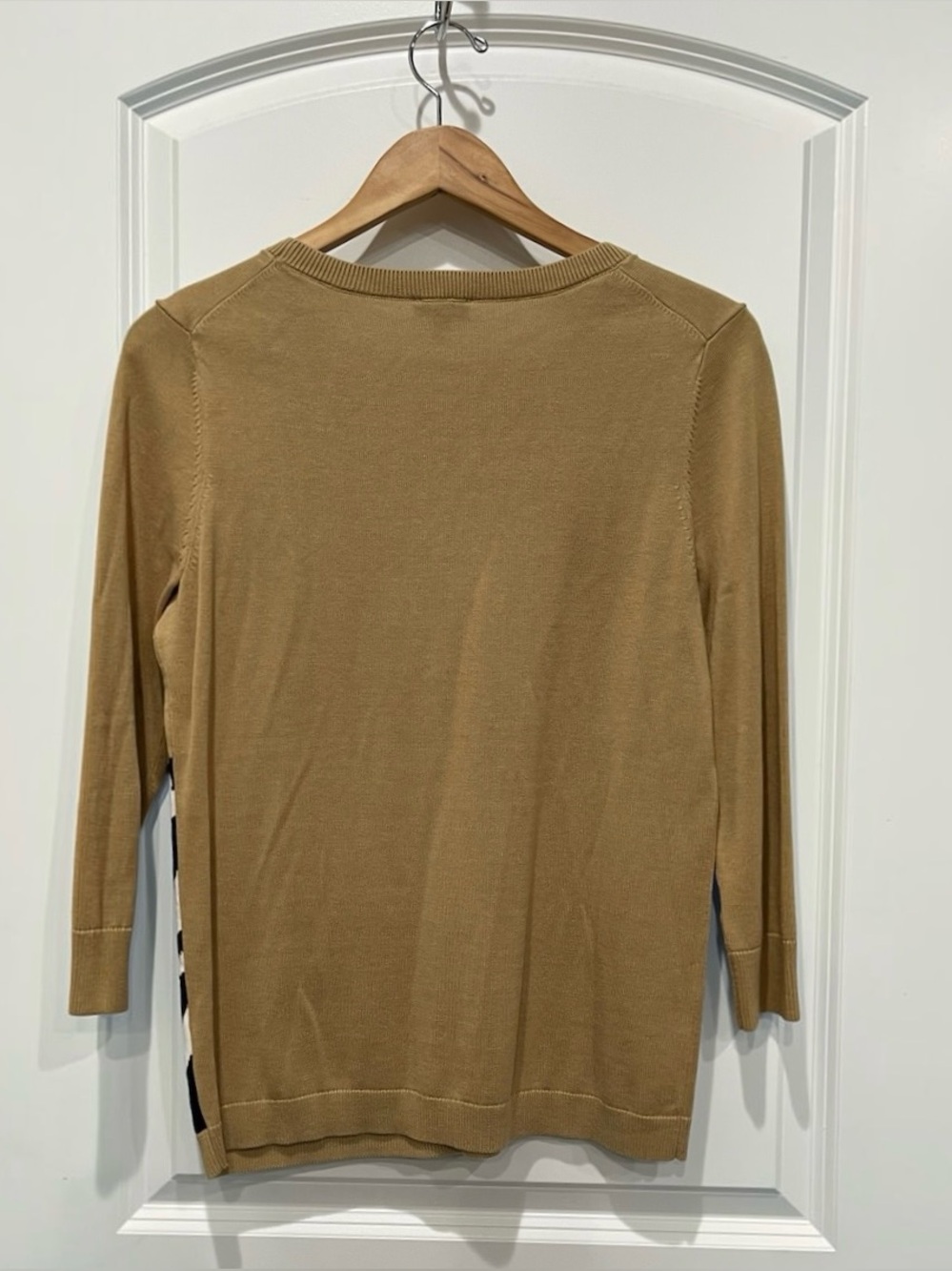 Talbots Zebra Graphic Sweater Camel Black White Size M Cotton Rayon - Picture 3 of 8